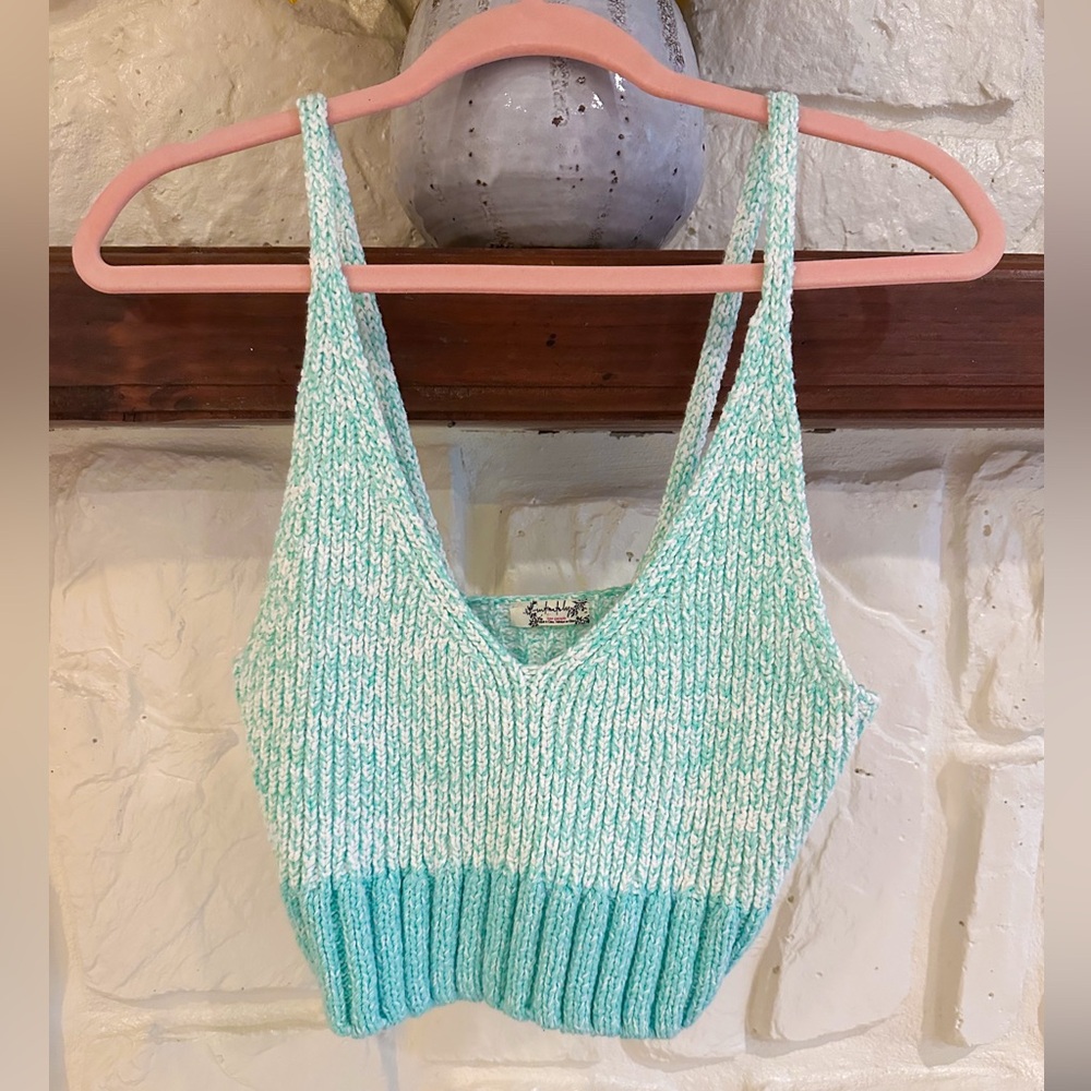 free people all day brami knit ribbed crop top NWOT